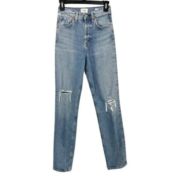 7 For All Mankind Denim - Citizens of Humanity Daphne Jeans Straight Leg Distressed High Rise Size 23